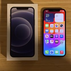 iPhone 12 – Unlocked – 64GB Black – Box & Cables – 91% Battery Health