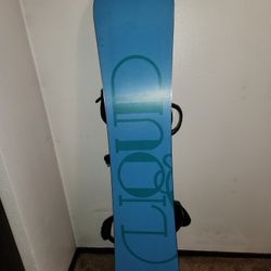 Liquid Cirrus 138cm women's snowboard with matching bindings. 