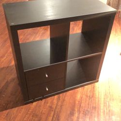 Square Bookshelf Organizer With Drawers 