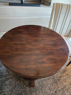 Round Wood & Metal Pedestal Accent / Bistro Table – 32" – $100 OBO