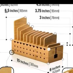 Prosumer's Choice Bamboo Charging Station Organizer 10 Device Cable Management