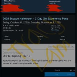 2 Day Escape Wristband (Friday 10/31 and Saturday 11/1)