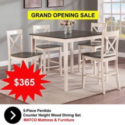 Grand Opening Sale - Wood Table, Counter Height, 4 Chairs