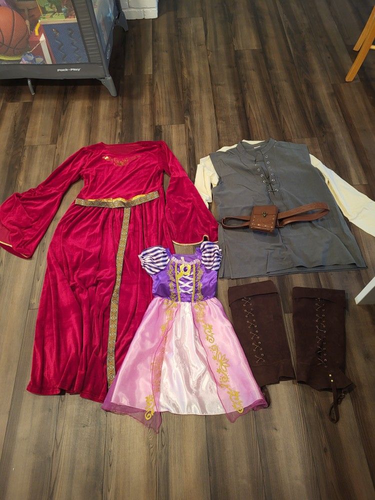 Rapunzel / Tangled / Medieval / Renaissance Family Costme Set - 3 Costumes! Halloween,  Theme Party, Etc.