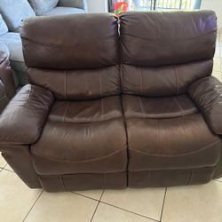 Brown Leather Loveseat