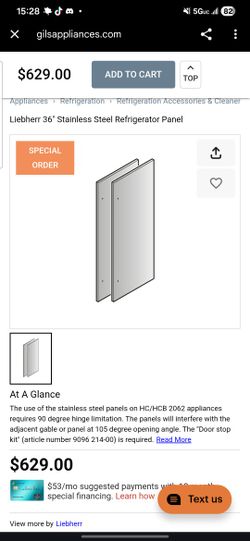 Liebherr stainless steel refrigerator panels for models HC/HCB 2062.