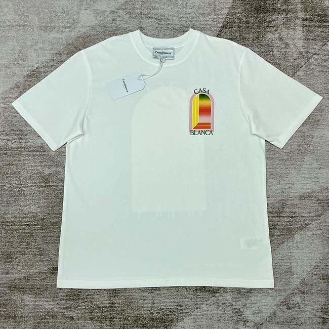 Casablanca Printed White Crew Neck Short Sleeves