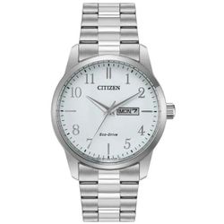 Citizen Men's Eco-Drive Silver Day Date Stainless Steel Watch 42MM BM8551-54A