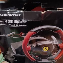 Thristmaster FERRARI 458 SPIDER STEERING WHEEL  With 2 Wired Controllers And Games 