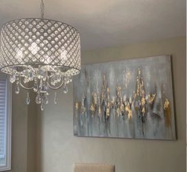 Evatt ” Golden Reflections With Handcrafted Gold Leaf Wrapped Canvas Wall Art Print 36”x48”