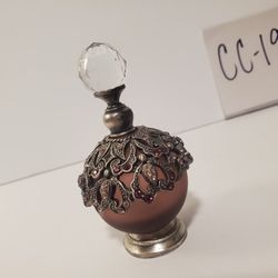 Beautiful Purple Glass & Metal Perfume Bottle (Read Description)
