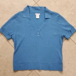 Women's Worthington Collared Short Sleeve Shirt Size XL Blue