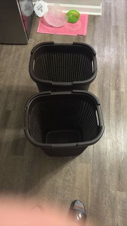 Brown 24.15 in. H x 13.75 in. W x 17.65 in. L Plastic 60L Slim Ventilated Rectangle Laundry Hamper with Lid