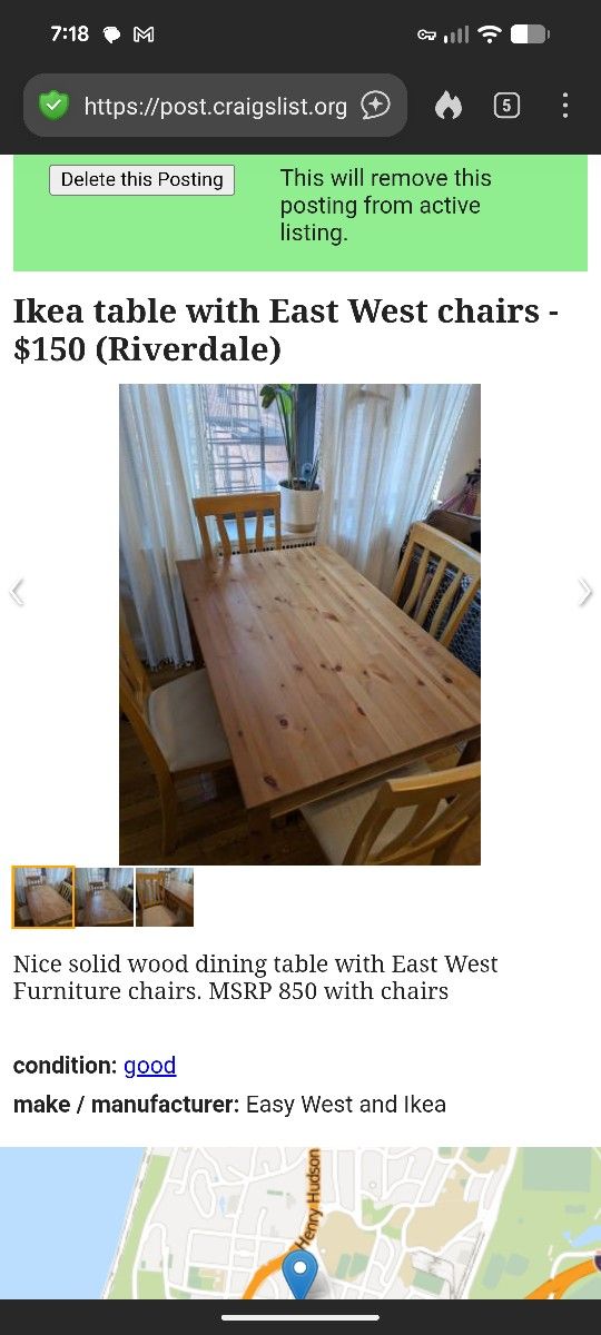 East West Chairs And Solid Wood Table
