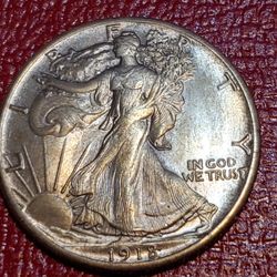 1917 WALKING LIBERTY 50C ANTIQUE RESTRIKE COIN 