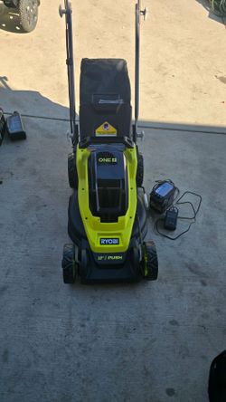 Ryobi 18v 13-in Cordless Battery Walk Behind Push Lawn Mower