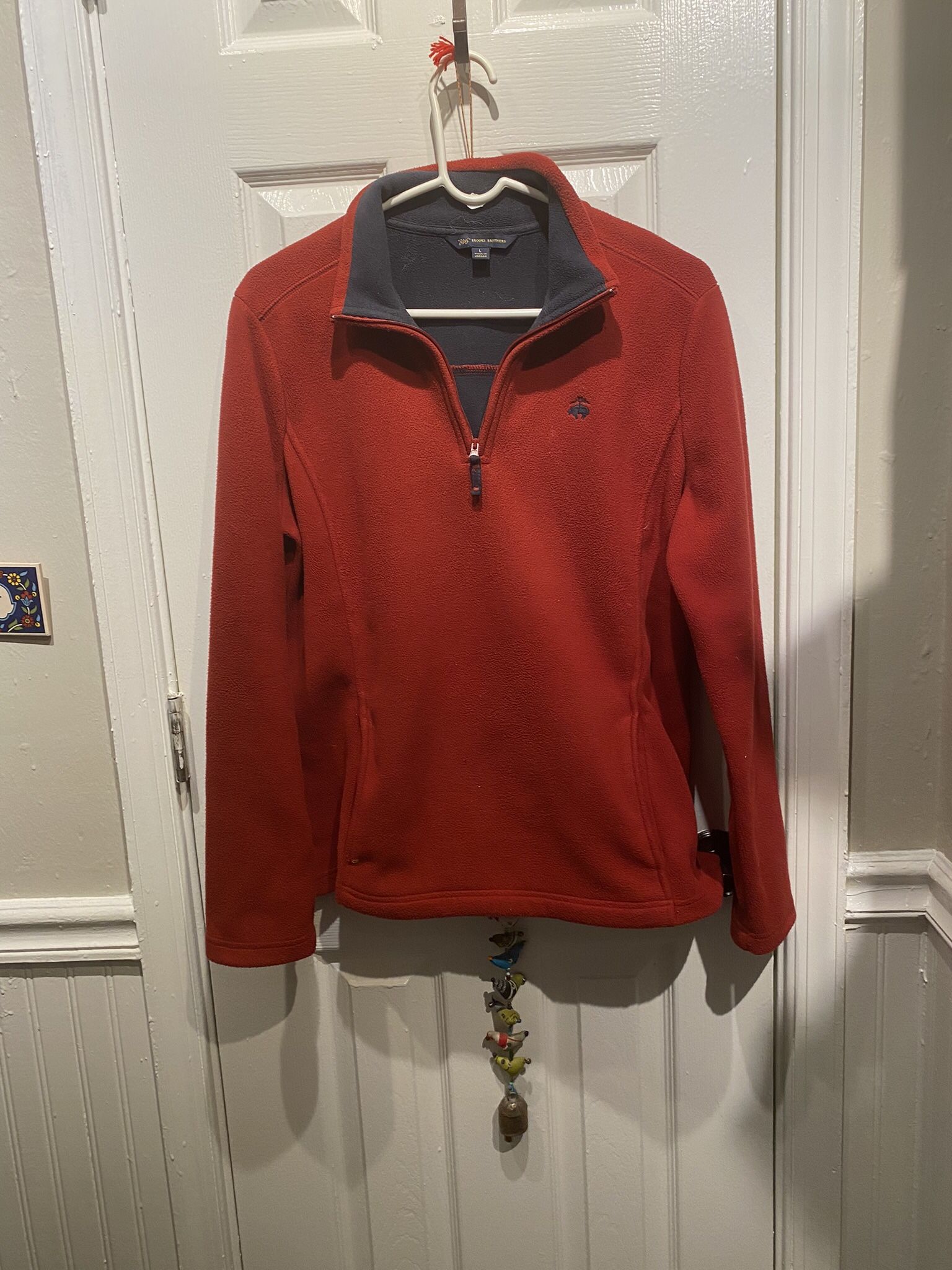 Ladies Large Brooks Brothers Maroon Fleece Pullover