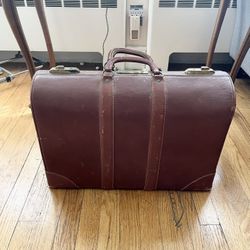 Vintage Hard Shell Luggage Leather Suit Case