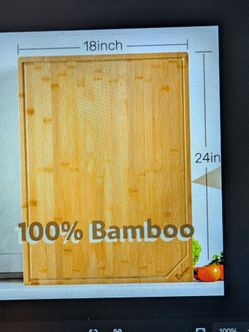 Kikcoin XL Bamboo Cutting Board 24"x 18"
