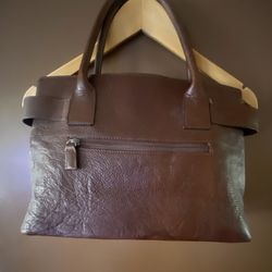 Vintage Art Berg Leather Purse 14” Long X 10” hi - Handles 7” Long
