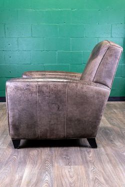 Grey-Brown Leather Lounge Chair - Real Leather - Delivery Available