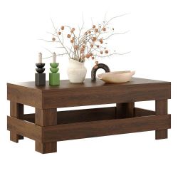 Solid Wood Modern Coffee Table with Storage Shelf – Brand New