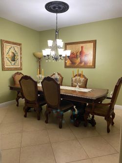 Elegant Dining Table Set With 6 Chairs
