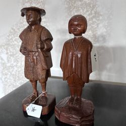 vintage hand-carved wooden folk art figurines - $10 Each