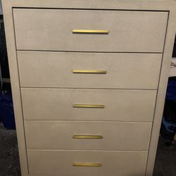 RH GRAYDON SHAGREEN 5-DRAWER NARROW DRESSER