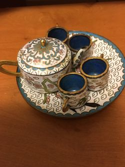 Cloissone miniature tea set