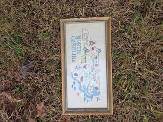 Vintage Hand Stitched NORTH CAROLINA MAP