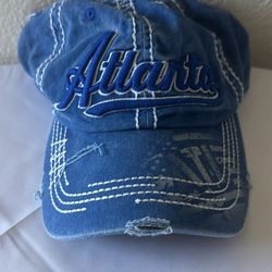 🧢 Atlanta Denim Distressed Strapback Hat – Blue 🔥