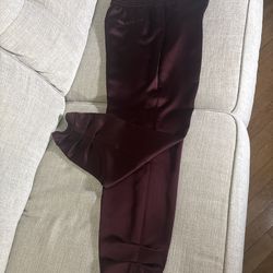 White House Black Market Burgundy Satin  Pants Sz 10R