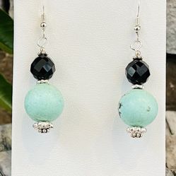 Turquoise and Black Onyx Earrings