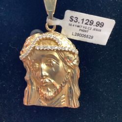 Gold Jesus Pendant CZ 14KT