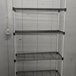 Metal Wire Rack With 5 Adjustable Shelves On Casters