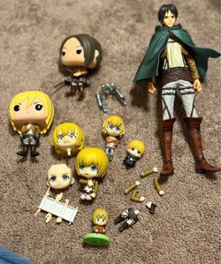 Attack on Titan Anime Figure Lot - Eren, Armin, & Sasha (Nendoroid/Funko)