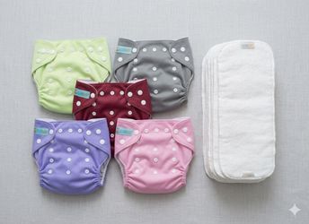 Alvababy Cloth Diapers Lot of 5 + Reusable Inserts Set