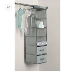 Delta Children 6-Shelf Hanging Storage Unit with 2 Drawers, Dove Gray