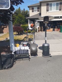 Patio Heater, Elliptical, Weed Wacker, Jump Starter Air Compressor, Mini Heater