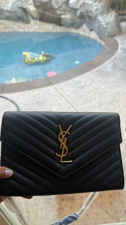 YSL Gold and Black Envelope Chain Purse
