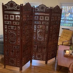 Indian Room Divider - Hand-Carved, Sheesham wood, 1970s