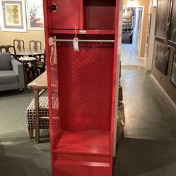 Red Sports Locker W/ 2 Upper Storage Units & Bottom Storage & Key RETAILS $540  SKU  HCC87G