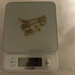 14k Rope Chain With Cross Pendant 