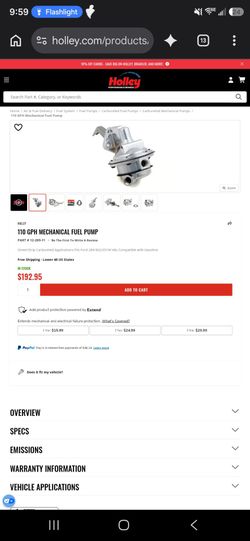 Holley Mechanical fuel pump ford