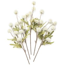 5pcs Faux Silk Pompon Mum Artificial Flowers, White NEW!! NIB