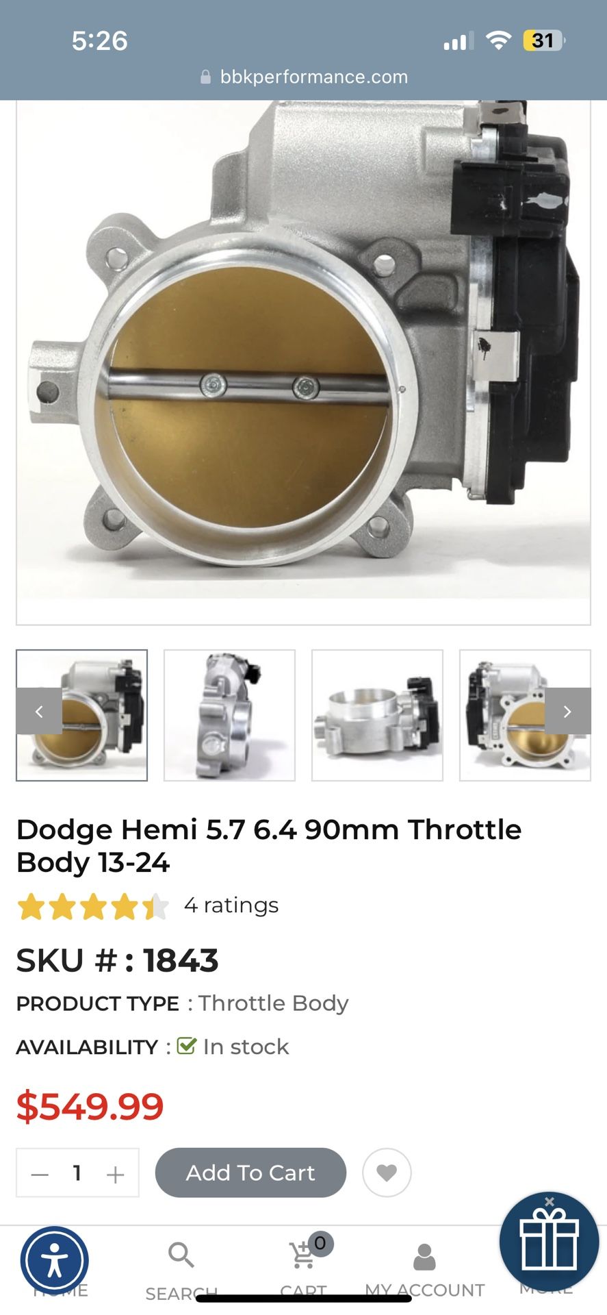 BBK 90mm Throttle Body For 13-24 Dodge 5.7 6.4 