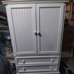 Solid Wood White Armoire 