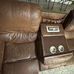 Reclining sofa - Leather Faux - With USB 