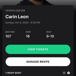 2 Carin Leon Tickets Just Bought ( Need To Get Rid Of Them )